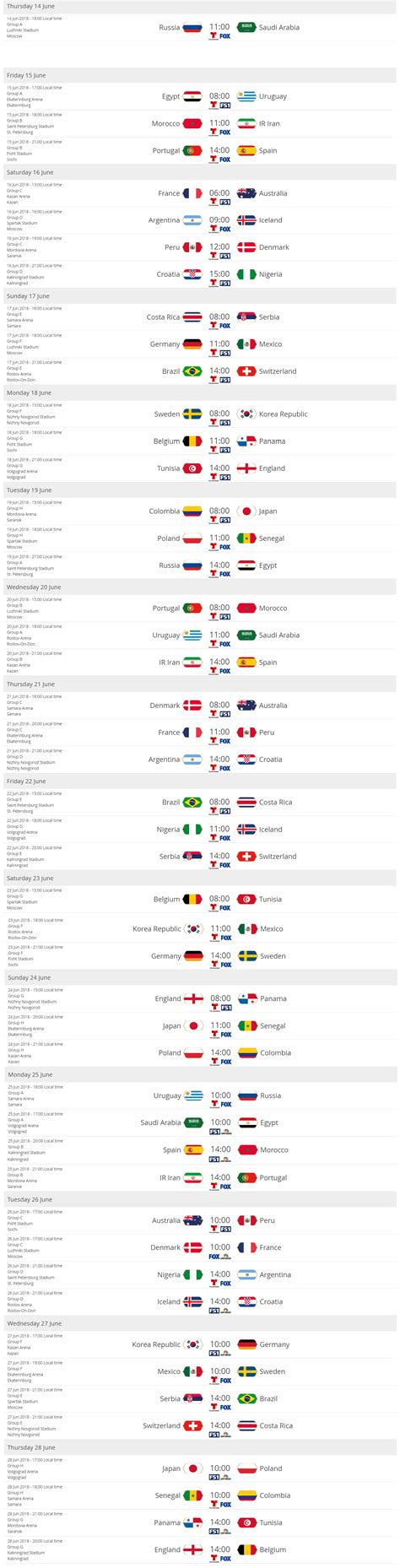 There are tons of sites from where you can download fifa world cup 2018 schedule in jpg or pdf format. Matches | FIFA World Cup 2018
