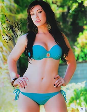 Jennifer White Autographed 2015 AVN 11X14 Photo Sexy Teal Bikini
