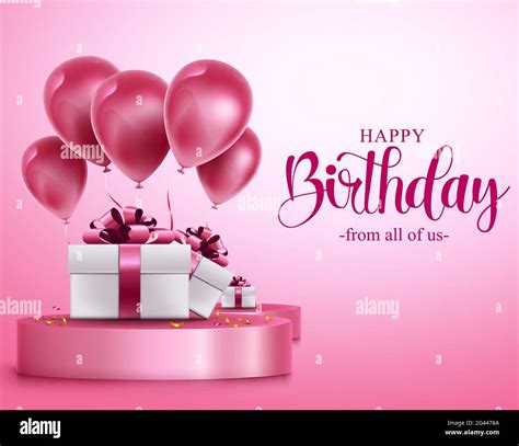 Happy Birthday Vector Banner Design Happy Birthday Text In Pink Empty