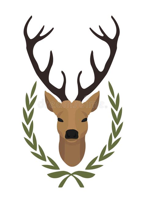 Deer Head In Laurel Wreath Color Stock Vector Image 59943403