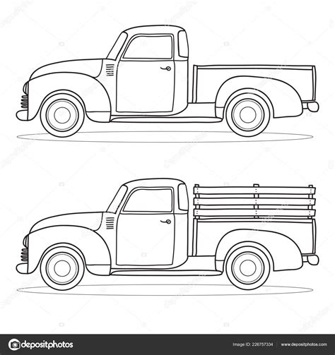 Classic Pickup Truck Doodle Styled Vector Illustration Check Portfolio