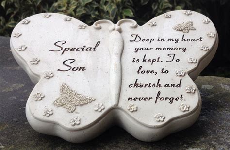 Memorial for Special Son Butterfly Shaped Grave Funeral Ornament for