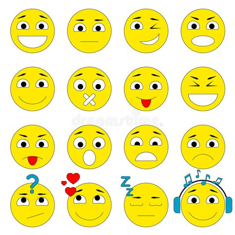Set Of Emoticons Emoji Icons Pack Stock Vector Illustration Of