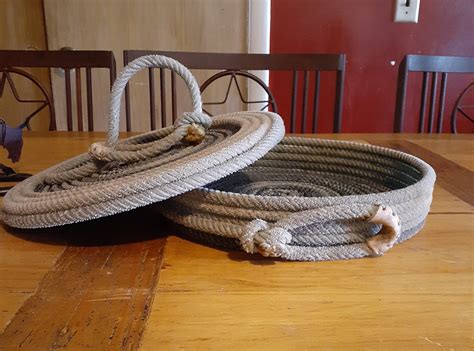 Lariat Rope Basket With Lid Etsy