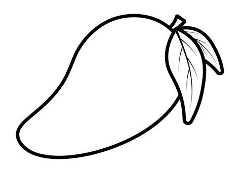 Black Line Mango Fruit Coloring Page Vector Illustration Image On White