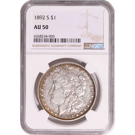 Certified Morgan Silver Dollar 1892 S Au50 Ngc Golden Eagle Coins
