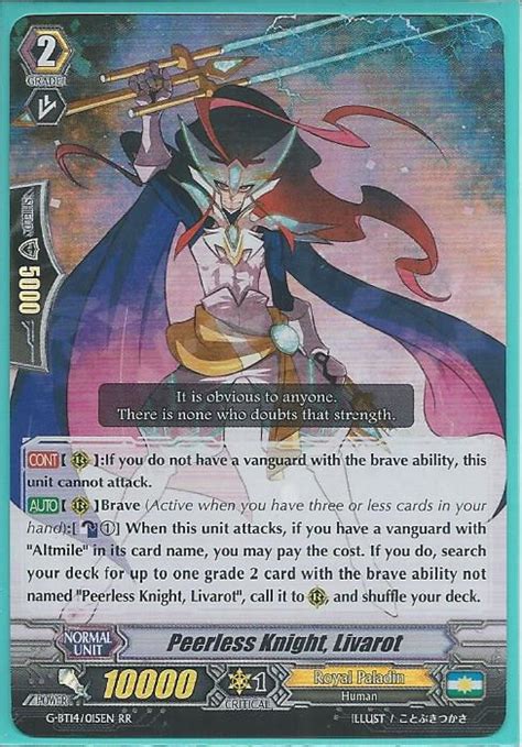 g bt14 015 peerless knight livarot double rare rr g booster 14 divine dragon apocrypha