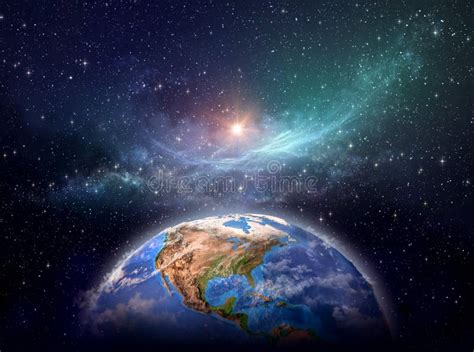 Planet Earth In Cosmic Space Stock Photo Image Of Illuminated