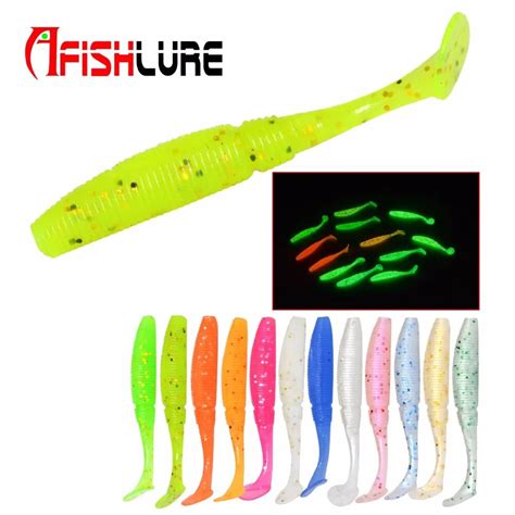 Luminous T Tail Soft Lure 15pcslot Fishing Lure Noctilucous Worm 50mm