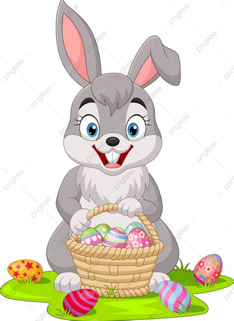 Easter Bunny Basket Vector Hd Images Cartoon Little Bunny With Easter