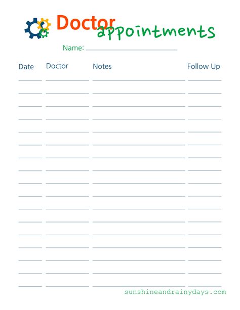 Appointment Spreadsheet Free Within Doctor Appointments Free Printable