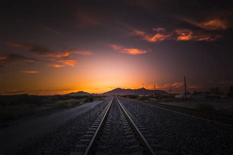 Grey Metal Train Rail During Dawn Hd Wallpaper Wallpaper Flare