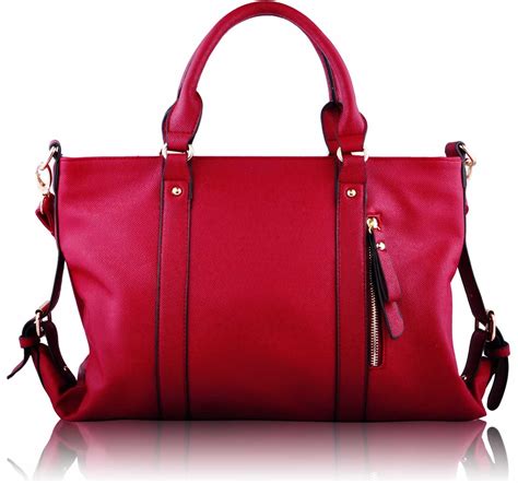 Wholesale Red Front Zipper Design Decoration Tote Handbag
