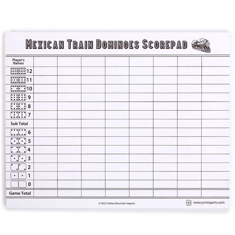 Buy 50 Sheet Scorepad For Mexican Train Chicken Foot Dominoes Online