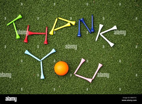 Golf Tees Spell Out Thank You Stock Photo Alamy