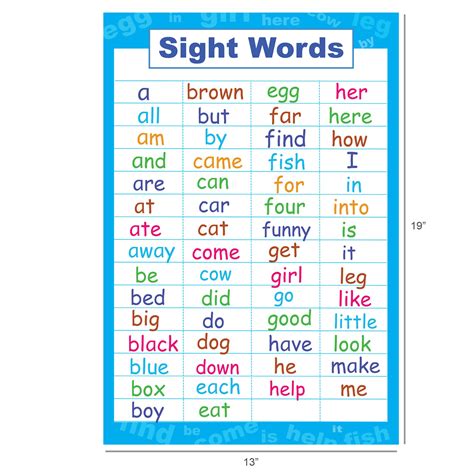 Sight Words Flash Cards And Poster Set Pre K And Kindergarten Basic