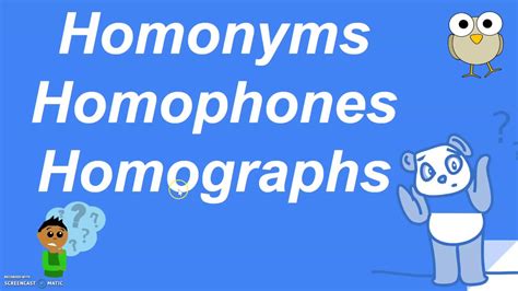 Homonyms Homophones And Homographs Whats The Difference Youtube