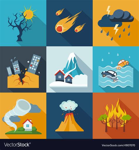 Natural Disaster Icons Royalty Free Vector Image