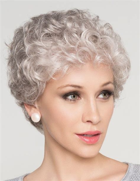 Expect to see many hairstyles for short wavy hair on the runway. Natural Short Curly Grey Hair Wig For Older Women - Rewigs ...