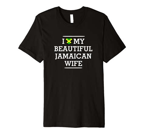 I Love My Beautiful Jamaican Wife Flag Heart Tee For Husband Clothing