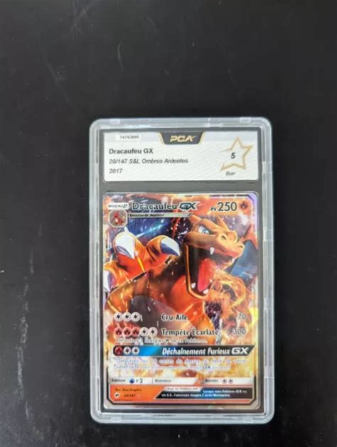 CARTE POKÉMON DRACAUFEU GX 20 147 Soleil et Lune Ombres Ardentes PCA