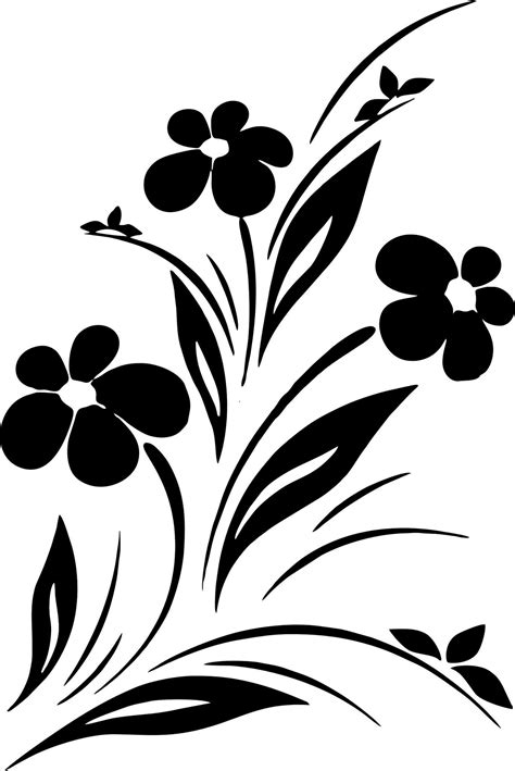 Simple Flower Designs Black And White Vector Art  Image Free