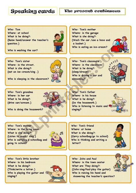 Speaking Cards Present Continuous ESL Worksheet By Amalnajjar Making