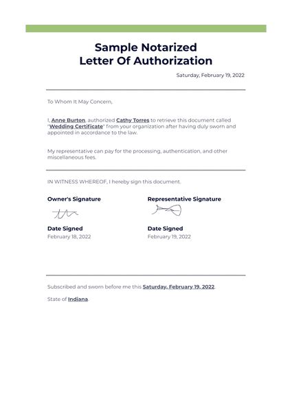 Sample Notarized Letter Of Authorization Pdf Templates Jotform