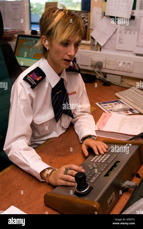 Female Security Guard On Duty In Cctv Control Room Lewisham Shopping Centre London Uk Stock