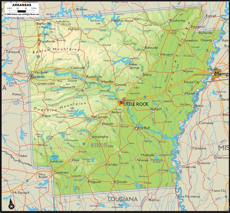 Large Detailed Administrative Map Of Arkansas State W