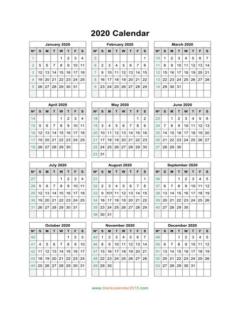 2020 Free Year Printable Calendars Without Downloading