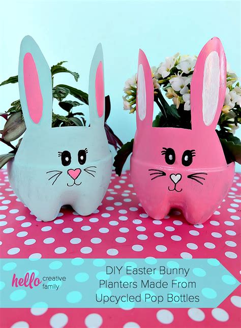 Diy Easter Bunny Planters Made From Upcycled Pop Bottles