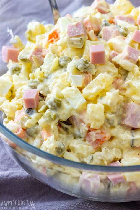 Ham salad recipes sandwich recipes pork recipes cooking recipes chopped ham salad recipe diced ham recipes dutch recipes soup and this easy to make ham salad recipe is perfect for sandwiches, on a bed of lettuce or on crackers. Creamy Potato and Ham Salad Recipe - Happy Foods Tube