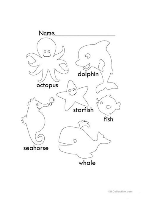Sea Animals Worksheets For Kids