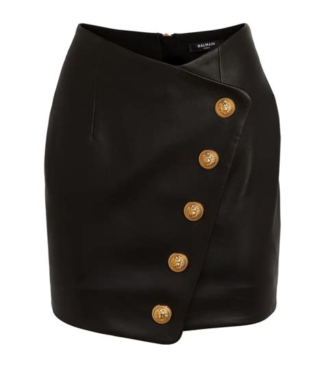 Womens Balmain Black Leather Wrap Mini Skirt Harrods Countrycode