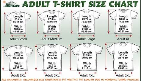 Adult T-Shirt Chart Size