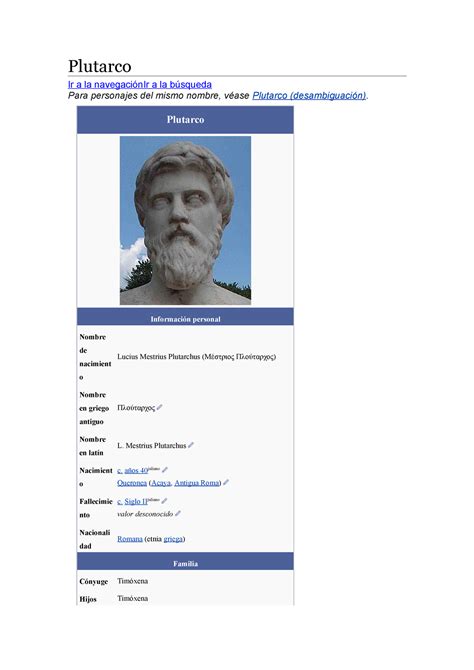 Plutarco Plutarco Información Personal Nombre De Nacimient O Lucius