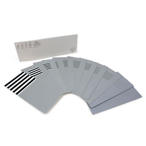 The set consists of 16 rectangular grey cards, each approximately 26 by 56 cm. Teller Acuity Cards™ II, Teller Card/Cardiff Acuity: Bernell Corporation