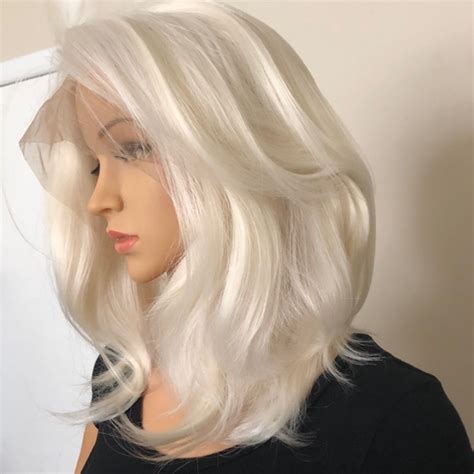Accessories Nwt 17 Lace Front Human Hair White Blended Wig Poshmark