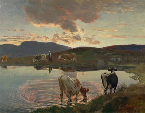 After Sunset Oil On Canvas By Christian Eriksen Skredsvig