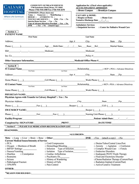 Hospital Admittance Form Fill Online Printable Fillable Blank