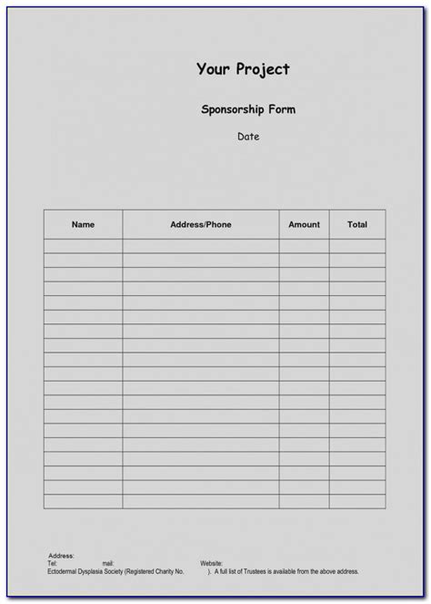 Blank Sponsorship Form Template 7 Templates Example Templates