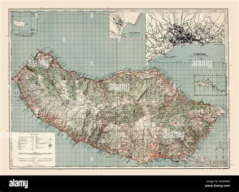 Historical Map Of Madeira Portugal Circa 1941 Stock Photo Alamy