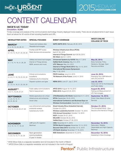 Kostenloses Sample Content Calendar