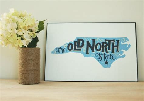 North Carolina The Old North State Art Print Hand Lettering And