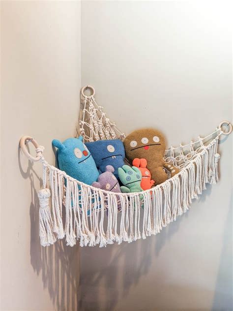 Handmade Macrame Stuffed Animal Toy Hanging Hammock Etsy Toy