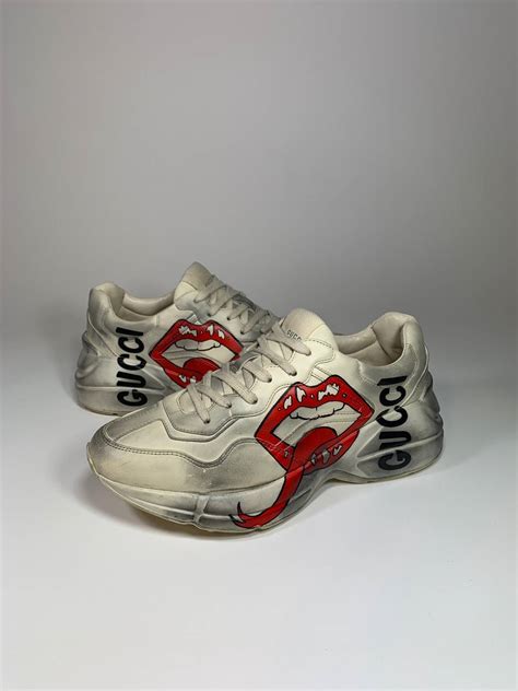 Gucci Gucci Rhyton Sneakers Lips Mouth Print Whiteivory Leather Grailed