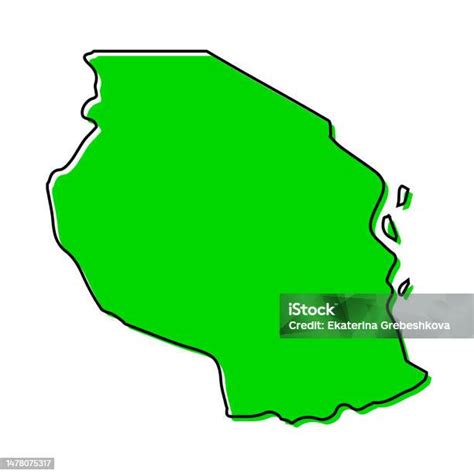 Simple Outline Map Of Tanzania Stylized Line Design Stock Illustration