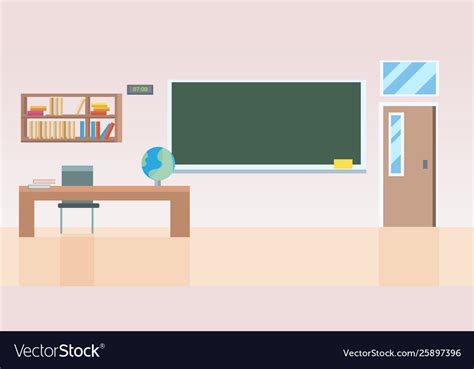 School Classroom With Furniture Empty No People Vector Image
