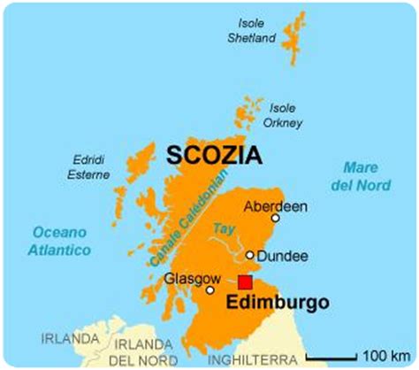 Mappa topografica scozia, altitudine, rilievo. Capitale Scozia Mappa